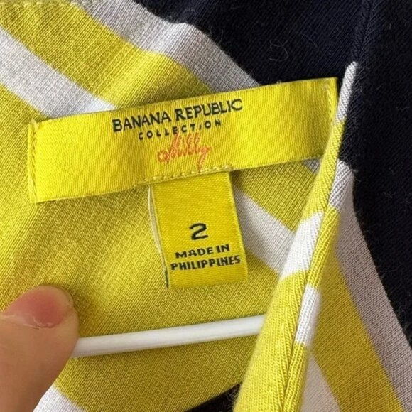 Banana Republic Milly Dress Lime Green/Yellow Ponte Knit Chevron Striped Sz 2 - Picture 7 of 9